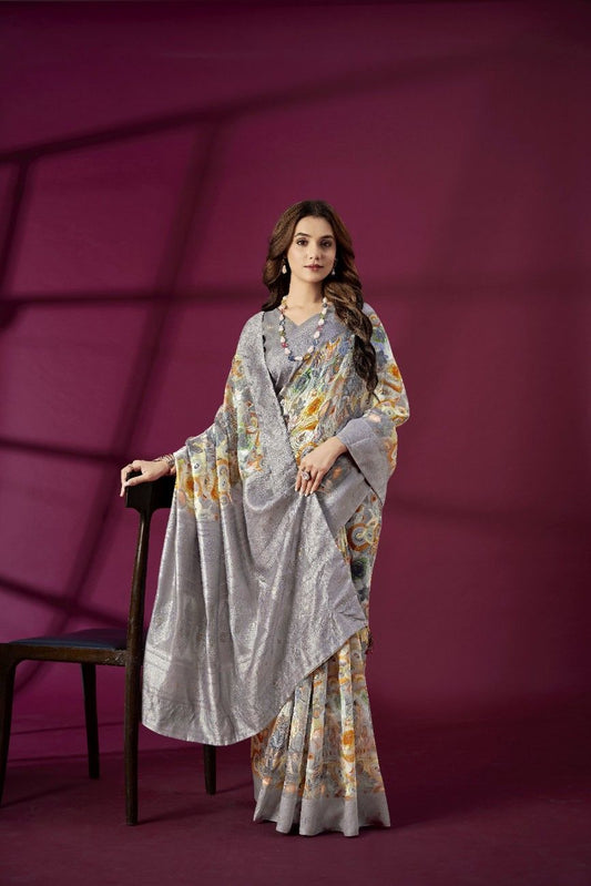 Pastel Peach Banarasi Silk Saree with Gold Zari – Graceful & Effortlessly Elegant