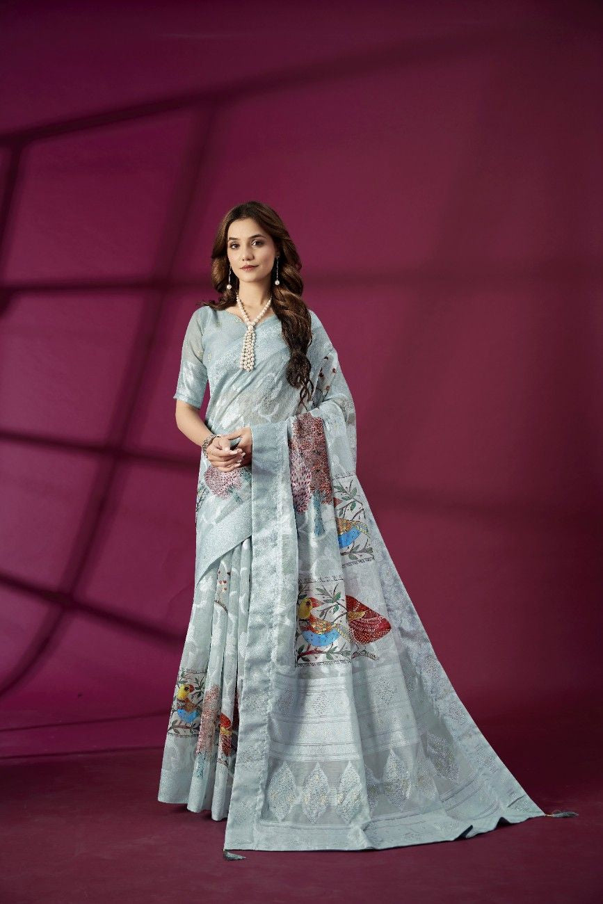 Royal Blue & Silver Banarasi Silk Saree – Grace for Every Grand Occasion
