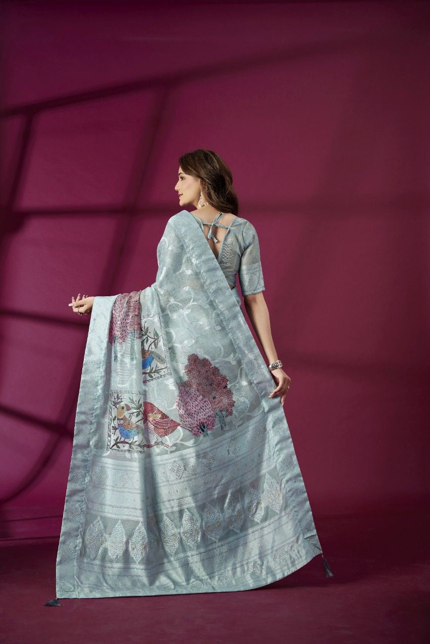 Royal Blue & Silver Banarasi Silk Saree – Grace for Every Grand Occasion