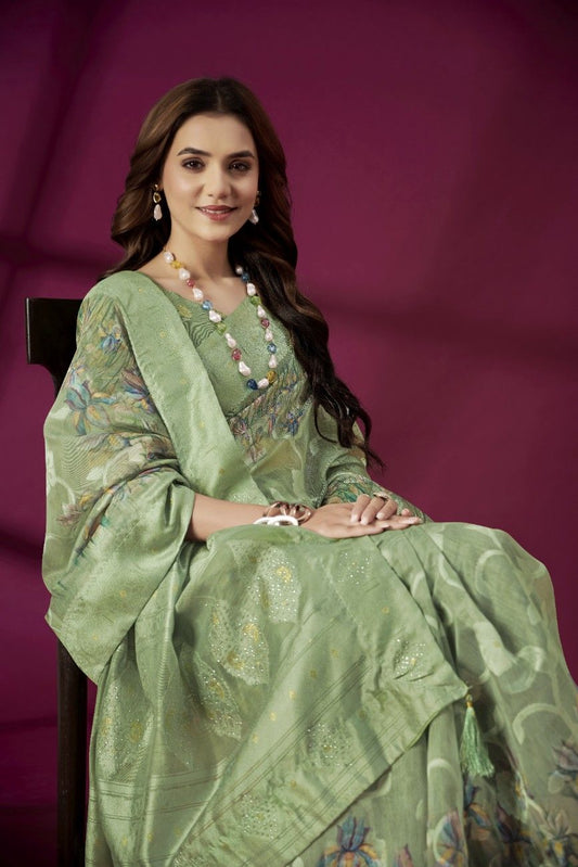 Rose Tissue Silk Saree with Embossed Floral Motifs – Bridal & Festive Elegance
