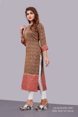 Natural Silk High Definition Digital Printed Kurtis With Subtle Jacquard Weaves Kurti - jivora