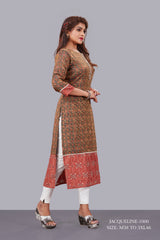 Natural Silk High Definition Digital Printed Kurtis With Subtle Jacquard Weaves Kurti - jivora