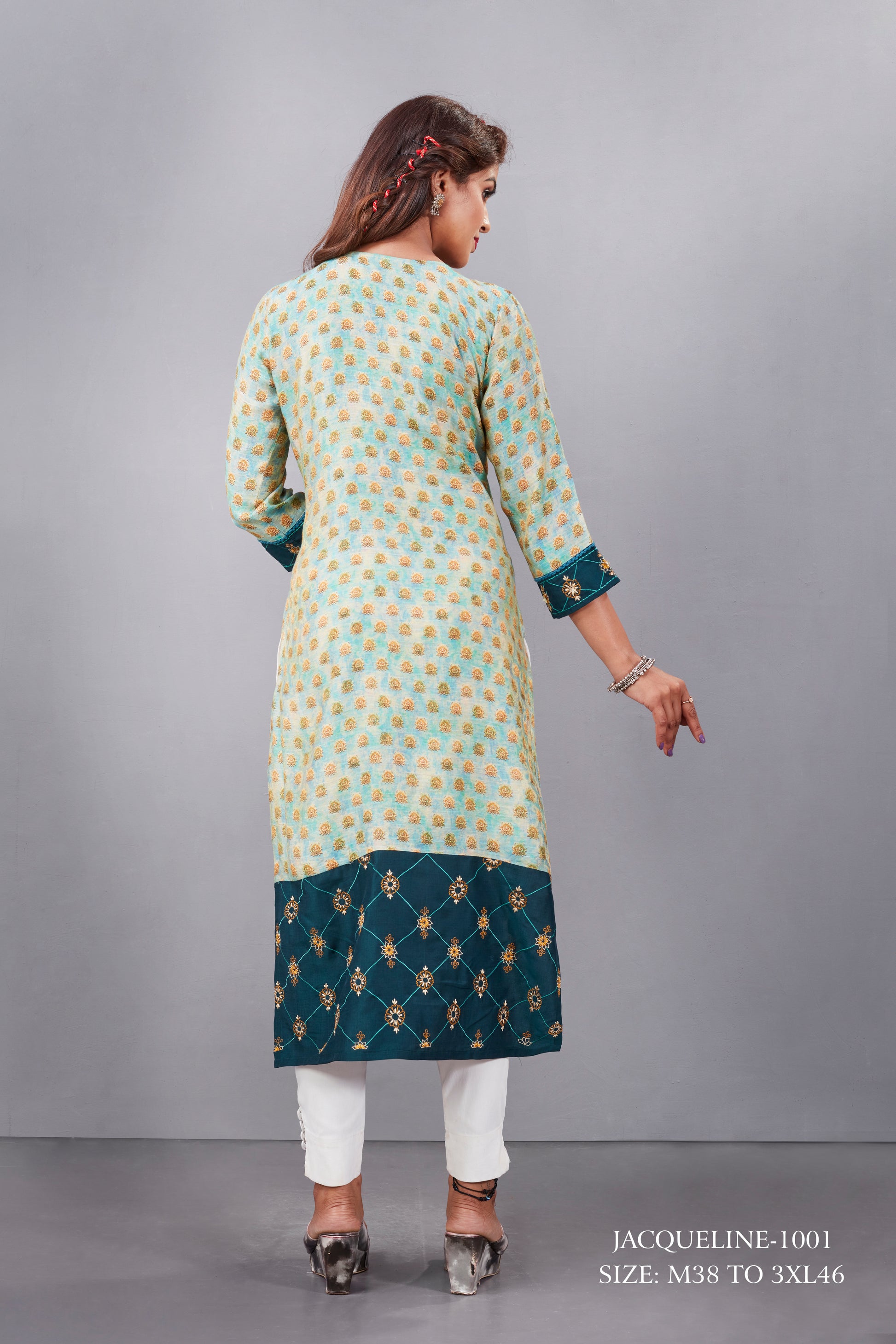 Natural Silk High Definition Digital Printed Kurtis With Subtle Jacquard Weaves Tissue Organza Kurti - jivora