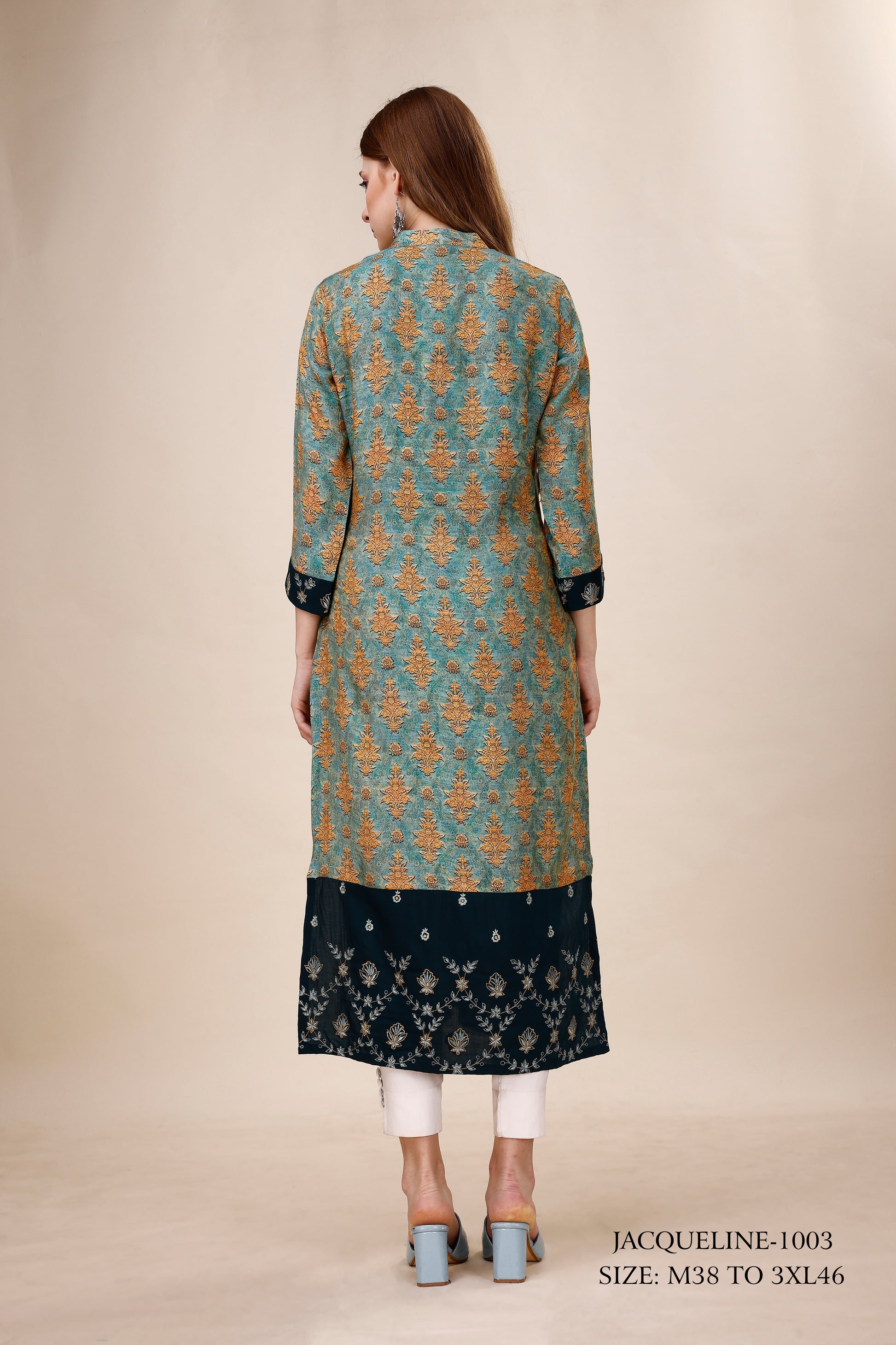 Natural Silk High Definition Digital Printed Kurtis With Subtle Jacquard Weaves Tissue Organza Kurti - jivora