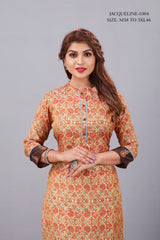 Natural Silk High Definition Digital Printed Kurtis With Subtle Jacquard Weaves Tissue Organza Kurti - jivora