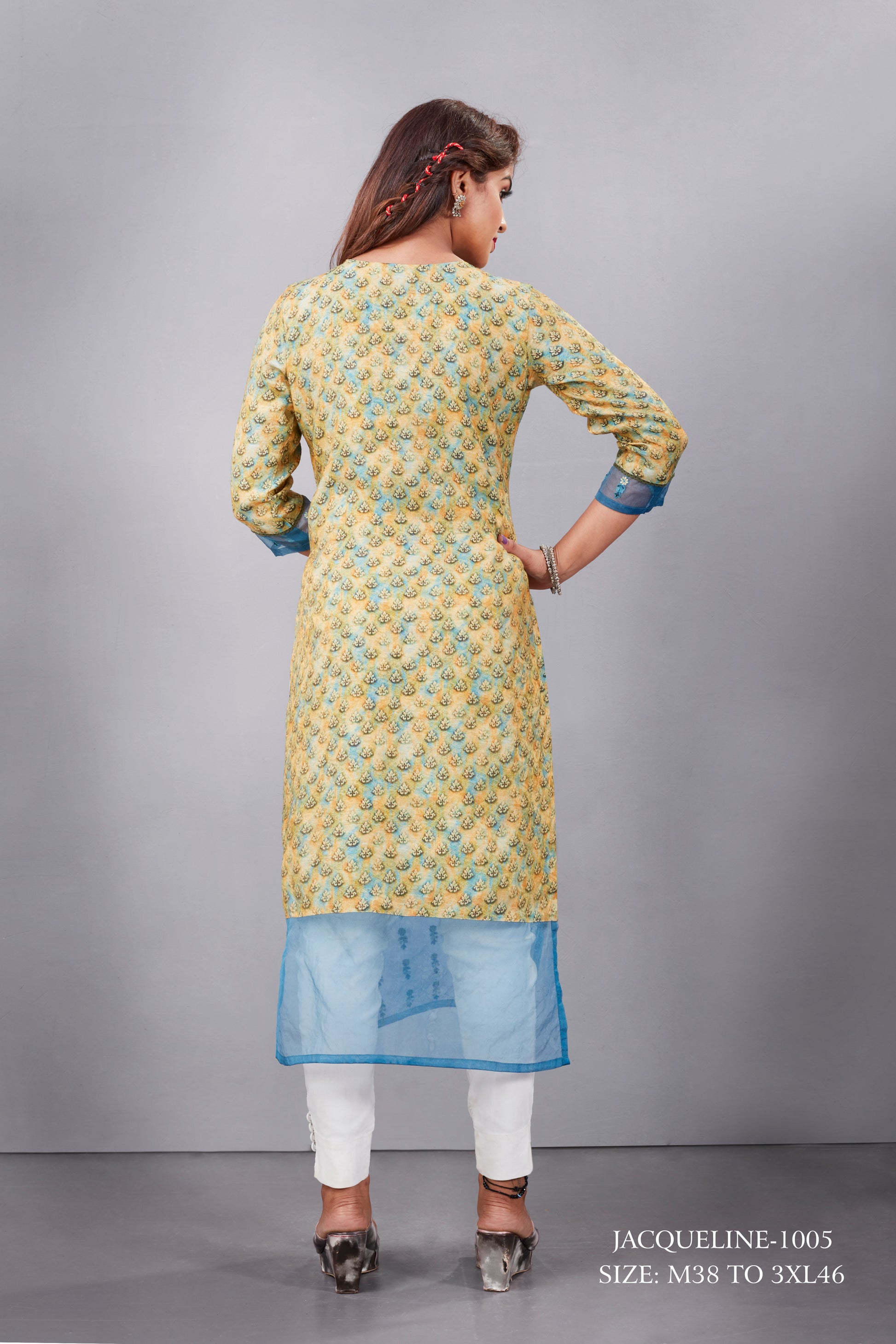 Natural Silk High Definition Digital Printed Kurtis With Subtle Jacquard Weaves Tissue Organza Kurti - jivora