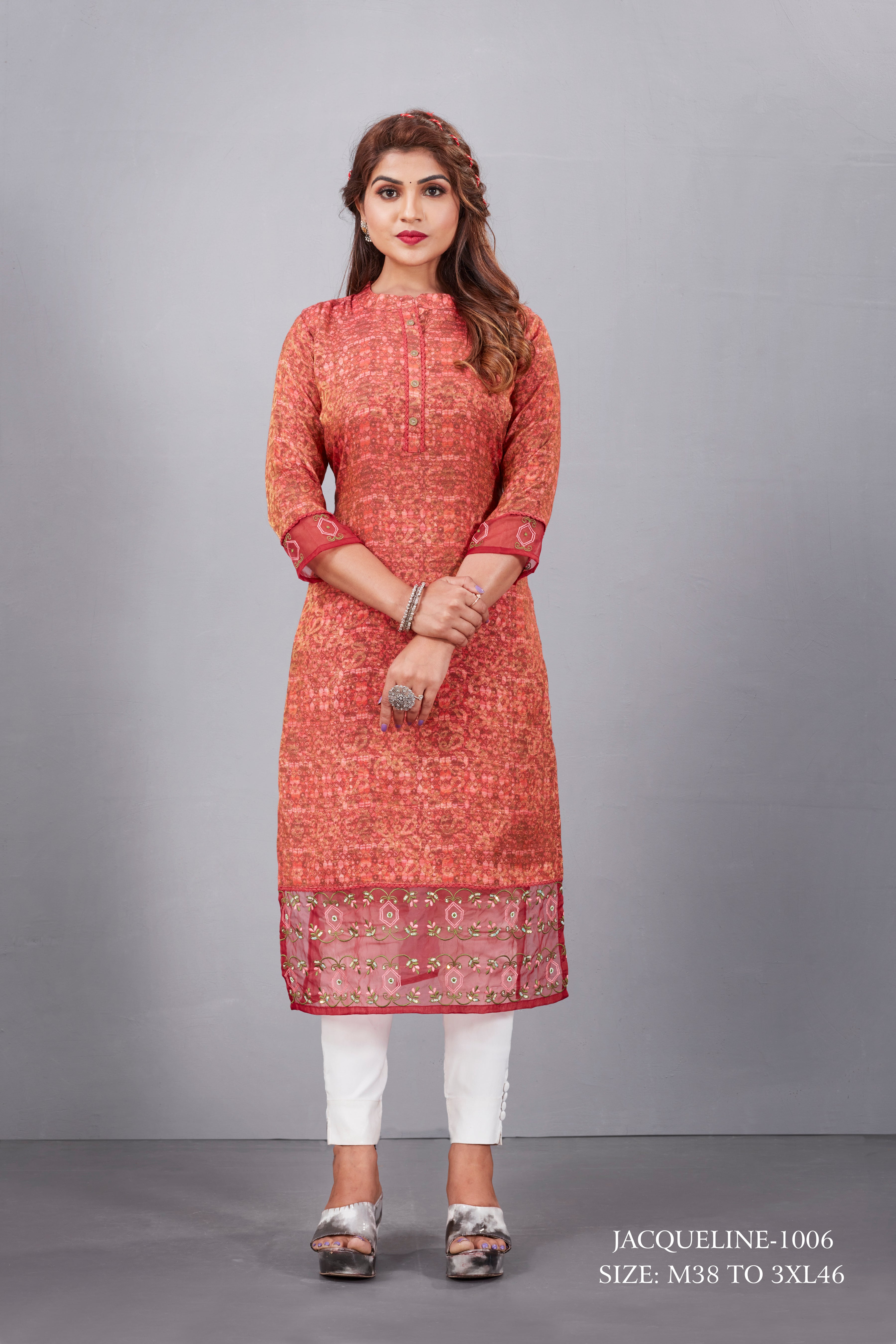 Natural Silk High Definition Digital Printed Kurtis With Subtle Jacquard Weaves Tissue Organza Kurti - jivora