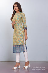 Natural Silk High Definition Digital Printed Kurtis With Subtle Jacquard Weaves Tissue Organza Kurti - jivora