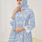 Premium Pure Cotton Fabric & Bottom Oraganza Dupatta Embroidery & Shilpi Work Salwar Kameez Dupatta 3 Pcs Set