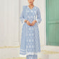 Premium Pure Cotton Fabric & Bottom Oraganza Dupatta Embroidery & Shilpi Work Salwar Kameez Dupatta 3 Pcs Set