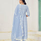 Premium Pure Cotton Fabric & Bottom Oraganza Dupatta Embroidery & Shilpi Work Salwar Kameez Dupatta 3 Pcs Set