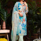 Premium Pure Linen Cotton Fabric Bottom Pure Cotton Poly Chanderi Dupatta Digital Print & Schiffli With Embroidery & Hand Work Salwar Kameez Dupatta 3 Pcs Set