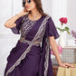 Premium Satin Silk Ready to Wear Saree & Stitched Blouse With Embroidery And Sequins Work Stitched Pallu Fancy Drape Sarees
