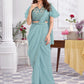 Premium Shimmer Georgette Ready to Wear Saree & Stitched Blouse With Embroidery And Sequins Work Stitched Pallu Fancy Drape Sarees