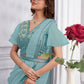 Premium Shimmer Georgette Ready to Wear Saree & Stitched Blouse With Embroidery And Sequins Work Stitched Pallu Fancy Drape Sarees