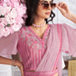 Premium Shimmer Georgette Ready to Wear Saree & Stitched Blouse With Embroidery And Sequins Work Stitched Pallu Fancy Drape Sarees