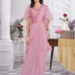 Premium Shimmer Georgette Ready to Wear Saree & Stitched Blouse With Embroidery And Sequins Work Stitched Pallu Fancy Drape Sarees
