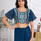 Premium Shimmer Georgette Ready to Wear Saree & Stitched Blouse With Embroidery And Sequins Work Stitched Pallu Fancy Drape Sarees