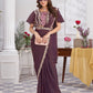Premium Shimmer Georgette Ready to Wear Saree & Stitched Blouse With Embroidery And Sequins Work Stitched Pallu Fancy Drape Sarees
