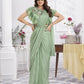 Premium Shimmer Georgette Ready to Wear Saree & Stitched Blouse With Embroidery And Sequins Work Stitched Pallu Fancy Drape Sarees