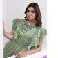 Premium Shimmer Georgette Ready to Wear Saree & Stitched Blouse With Embroidery And Sequins Work Stitched Pallu Fancy Drape Sarees