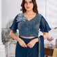 Premium Shimmer Georgette Ready to Wear Saree & Stitched Blouse With Embroidery And Sequins Work Stitched Pallu Fancy Drape Sarees