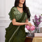 Premium Shimmer Georgette Ready to Wear Saree & Stitched Blouse With Embroidery And Sequins Work Stitched Pallu Fancy Drape Sarees
