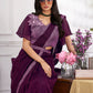 Premium Shimmer Georgette Ready to Wear Saree & Stitched Blouse With Embroidery And Sequins Work Stitched Pallu Fancy Drape Sarees
