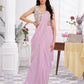Premium Shimmer Georgette Ready to Wear Saree & Stitched Blouse With Embroidery And Sequins Work Stitched Pallu Fancy Drape Sarees