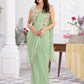 Premium Shimmer Georgette Ready to Wear Saree & Stitched Blouse With Embroidery And Sequins Work Stitched Pallu Fancy Drape Sarees