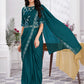 Premium Shimmer Georgette Ready to Wear Saree & Stitched Blouse With Embroidery And Sequins Work Stitched Pallu Fancy Drape Sarees