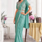 Premium Satin Silk Ready to Wear Saree & Stitched Blouse With Embroidery And Sequins Work Stitched Pallu Fancy Drape Sarees