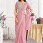 Premium Satin Silk Ready to Wear Saree & Stitched Blouse With Embroidery And Sequins Work Stitched Pallu Fancy Drape Sarees