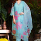 Premium Organza with Digital Print Pure Muslin Inner Santoon Bottom Fabric Oraganza Dupatta V Neck With Hand Work & Sequence Salwar Kameez Dupatta 3 Pcs Set