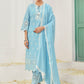 Premium Pure Cotton Top Bottom Fabric Poly  Chanderi Dupatta Lakhanvi Style Boring Embroidery Work Salwar Kameez Dupatta 3 Pcs Set