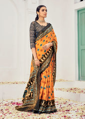 Premium Natural Silk Viscose With Pure Jacquard Zari Woven In the fabric Digital Printed Work Saree