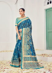 Premium Natural Silk Viscose With Pure Jacquard Zari Woven In the fabric Digital Printed Work Saree