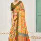 Premium Natural Silk Viscose With Pure Jacquard Zari Woven In the fabric Digital Printed Work Saree