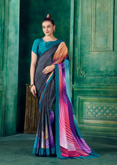 Premium Soft Silk Natural Crepe Digital Printed Sari - jivora