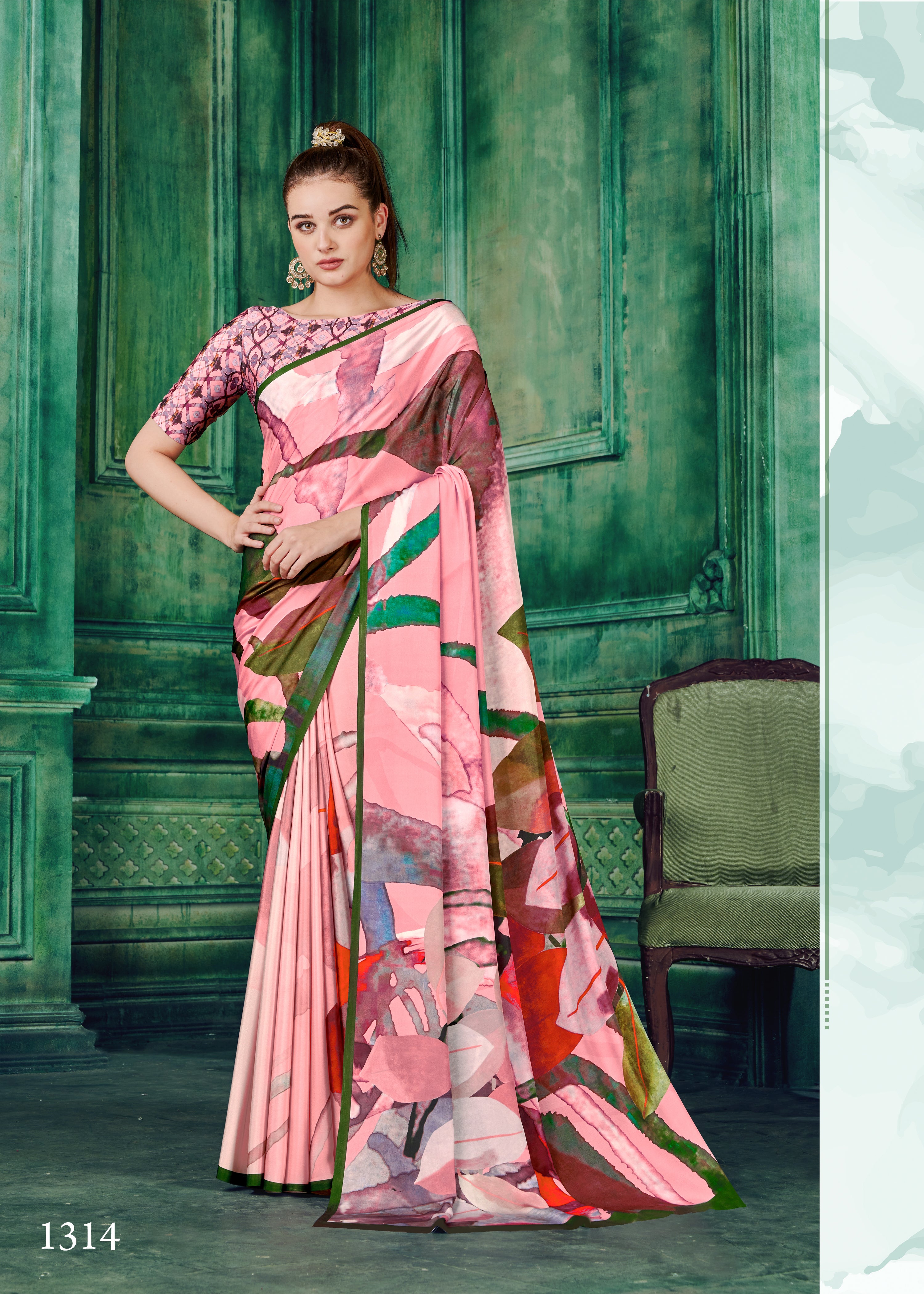 Premium Soft Silk Natural Crepe Digital Printed Sari - jivora